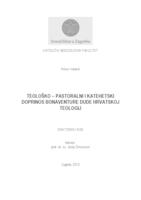 Teološko-pastoralni i katehetski doprinos Bonaventure Dude hrvatskoj teologiji