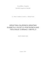 Hrvatska zajednica Bračnih susreta u svjetlu postkoncilske teologije o braku i obitelji