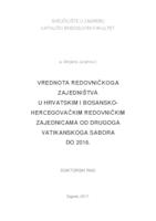 prikaz prve stranice dokumenta Vrednota redovničkoga zajedništva u hrvatskim i bosansko-hercegovačkim redovničkim zajednicama od Drugoga vatikanskoga sabora do 2016.